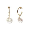 Orecchini a bottone Lii Ji Coin Perla barocca Argento sterling 925 Color oro Orecchini d'acqua dolce da 17-18 mm