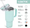 Tumblers COKTIK oz With Handle Straw 2-in-1 Lid (Straw/Flip) Vacuum Insulated Travel Mug Stainless Steel 40 Ounce Tumbler for Hot and Cold Beverages(Seafoam) HKD230830