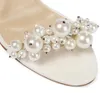 Sacora Blanc Perles Embellissement En Cuir Bride À La Cheville Peep Toe Femmes Robe Chaussures Talon Aiguille Plate-Forme De Mariée De Noce Designer De Luxe Dame Pompes