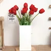 Flores decorativas 5 piezas de silicona de alta calidad tulipanes artificiales tacto real blanco lujo flor falsa fiesta boda decoración de la mesa del hogar ramo