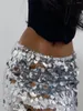 Skirts 2023 Fashion Sequin Low Waist Mini Skirt For Women Summer Sparkle Bodycon Short Night Out Party Clubwear