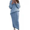 Sukienki robocze ouslee 2 -częściowe zestawy Sweter dzianin i spódnice Slim Crop Tops Ustaw damskie stroje dresowe