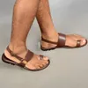 Sandaler Sandaler Mäns vintage Toe Ring Pu Leather Male Flats Shoes Bekväma Travel Slippers Summer Roman Big Size 38-48 230829