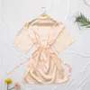 Mäns Sleepwear Casual Silk Satin Solid Color Long Robes Wrap Dressing Gown Kimono Bathrobe Nightgown Pyjamas