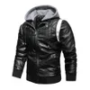 Jaqueta masculina de couro falso couro primavera jaqueta removível com capuz escorpião bordado jaqueta de motocicleta masculina slim fit jaquetas masculinas de couro 230829