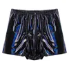 Underpants Mens Wet Look Patent Leather Shorts Brief Bulge Pouch Boxer Elastic Waistband Short Pants Clubwear