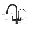 Torneiras de cozinha Matte Black Pure Water Faucet Dual Handle e Cold Drinking Pull Out Mixer Torneiras 230829