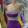 Aso Ebi Arabic Purple Mermaid Prom Dress Crystals Beaded Evening Formal Party Second Reception Birthday Engagement Gowns Dresses Robe De Soiree Zj28 407