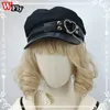 Berets Japanese Handmade Gothic Lolita Beret Military Cap Harajuku women Girl Punk Hip hop metal heart chain Hat beret decorate 230830