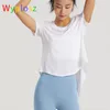 Wyplosz Gym Femmes Yoga T-shirts Fitness Vêtements de sport confortables Séchage rapide Transparent Col rond Blouse Léger