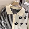 Frauen Pullover Vintage Plaid Langarm Frauen Pullover 2023 Herbst Winter Strickjacke Womes England Stil Tops