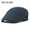 Berets Wuaumx chinesischer Stil Beret Hut Männer Frauen Visor Cap Stickerei