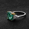 Alyans Oevas 100 925 STERLING Gümüş 10 10mm Emerald Yüksek Karbon Elmas Kadınlar için Köpüklü İnce Mücevher Toptan Hediye 230830