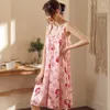 Women's Sleepwear 2023 Nightdress Summer Ice Silk Nightgown Fashion Nightwear Solid Color Home Wear Female Sleeping Dress