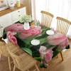 Bordduk Tulpan Draduk 3D Pink Flower Plant Mönster Täcker Rektangel för kök vardagsrummet Matspicknickdekoration