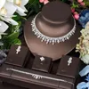 Halsband örhängen set hibride lyx exklusiva cirkelörhängen för kvinnor bröllop brud kubik zirkon dubai nigeria smycken n-1536