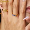 Wedding Rings 925 Silver Gold Plated Natural Lapis Lazuli Simple For Women Personalized Minimalism Stone Geometric Ring Female 230830