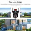 IP Cameras 8K 16MP WIFI Camera 4 Lens 3 Screen PTZ 10X Zoom Two Way Audio Color Night Vision Outdoor Home CCTV Surveillance Wireless 230830