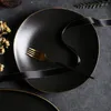 プレート11インチの日本のセラミックウエスタンスタイルラーメンプレート9インチ黒い大きなフルーツサラダデザートEL食器用品用品