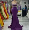 Aso Ebi Arabic Purple Mermaid Prom Dress Crystals Beaded Evening Formal Party Second Reception Birthday Engagement Gowns Dresses Robe De Soiree Zj28 407