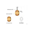 Naszyjniki wiszące biżuterię owalne żółte oryginalne naturalne cytrynowe cytrynowe 925 Srebrny kamień naszyjnika dla kobiet bez łańcucha 230829