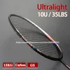 Badmintonrackets 100 Full Carbon Fiber Bespannen 10U Spanning 22 35LBS 13kg Trainingsracket Snelheid Sport Met Zakken Voor volwassenen 230829