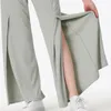 Ll yoga softs .. broek lu08 split-hem lange dames hoge taille zachte stof rechte joggerbroek toont benen yoga fitness