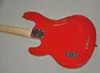 Guitare basse électrique rouge brillant à 4 cordes, avec touche en érable, incrustations de perles blanches, personnalisable