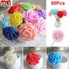 50pcs 7 cm Sztuczne kwiaty z pianką łodygi Rose Fake Flower Wedding Party Bouquet170k