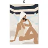 Canvas Painting Beach Surf Girl Swimsuit Pool Sunset Abstract Poster Wall Art Prints Wall Pictures For Boho Living Room Women Bedroom Coffee Decor No Frame Wo6