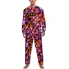 Pijamas masculinos Geo Print Pijama Primavera Arte Geométrica Abstrata Casual Homem Duas Peças Design Mangas Compridas Conjuntos de Pijama Adoráveis