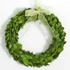 Decorative Flowers 10inch Country Natural Boxwood Wreath Preserved Fresh Green Leaveddouble Home Decor Round Window Farmhouse Holiday