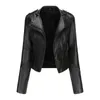 Women's Jackets Slim Fitting Long Sleeved Spring And Autumn Leather Jacket For Short With Zipper