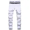 Punk Jeans Hommes Zipper Hip Hop Slim Fit Blanc Bike Jeans Élastique Split Denim Pantalon Coton Mode Casual Jogging Mâle Vêtements HKD230829