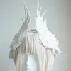 Halos Kronen Godin Hoofdband Engel Tiara's en Kronen voor Vrouwen Bruids Bruiloft Gothic Hoofddeksel Wit/Zwart Vleugel Cosplay