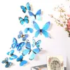 Naklejki ścienne 12PCS Dekalowe dekoracje domu 3D Butterfly Rainbow Home Decor Accessories Accesorios de Cocina 230829