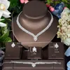 Halsband örhängen set hibride lyx exklusiva cirkelörhängen för kvinnor bröllop brud kubik zirkon dubai nigeria smycken n-1536