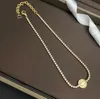 Mode kvinnors flickor berömda designer märke dubbel bokstav hänge halsband guld pläterad diamant inställning länk kedja halsband jul