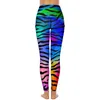 Leggings da donna Strisce tigrate Pantaloni da yoga Stampa linea astratta Collant sportivi push-up sexy retrò Leggins da allenamento stampati ad asciugatura rapida