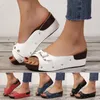 Sandálias moda feminina verão cunhas fivela cinta cor sólida sapatos confortáveis praia dedo do pé aberto respirável