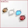 Naszyjniki wisiorek Borosa 10/15pcs Srebrny kolor 10pcs CZ Micro Pave Rhinestone Faseted Stone złącza do biżuterii bransoletki WX920