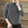 Men's Sweaters Sweater Autumn And Winter Knitted Half-high Collar Trendy Jacquard Warm Base Shirt