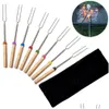 Accessori per barbecue Cam Falò Marshmallow Cane Telesco Forchetta per arrostire Bastoni Spiedini Forchette Acciaio inossidabile Colore casuale Goccia Deli Dh0Lv