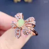 Cluster Rings Bowknot Flower Luxury Ring Natural Real White Opal 925 Sterling Silver 4 6mm 0.5CT Gemstone Fine Jewelry J228178