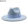 Wide Brim Hats Bucket Felt Fedora With Bee Ribbon Autumn Winter Wedding Party Trilby Hat Men Gentleman Jazz 5658CM 230829