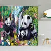 Tende da doccia Simpatico animale Panda Tenda da doccia Bambù verde Farfalla Fiore Cascata Forniture per il bagno Tende sospese con R230830