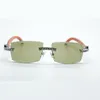 New cool sunglasses 3524031 with XL diamond and natural orange wooden legs 57 mm cut lens