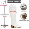 Boots Dropship Cowboy Cowgirls Western Boots White Knie High Boots Women Big Size 41 Comfy Walking Staped Heeled Vintage Shoes 230829