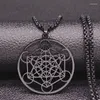 Pendentif Colliers Yoga Bouddhisme hindou Fleur de vie Collier en acier inoxydable Femmes / Hommes Géométrie sacrée Bijoux Collares N620S01