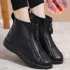 Boots Winter Women Ankle Boots Fashion Warm Mother's Boots Flat-Bottom Comfortable Non Slip Front Zipper Closure Female Footwear 230829